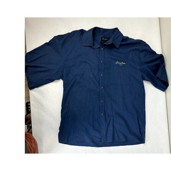 Cobalt Blue Sean John Linen Cotton Blend Button Down Shirt - Men's XL - Picture 3 of 11